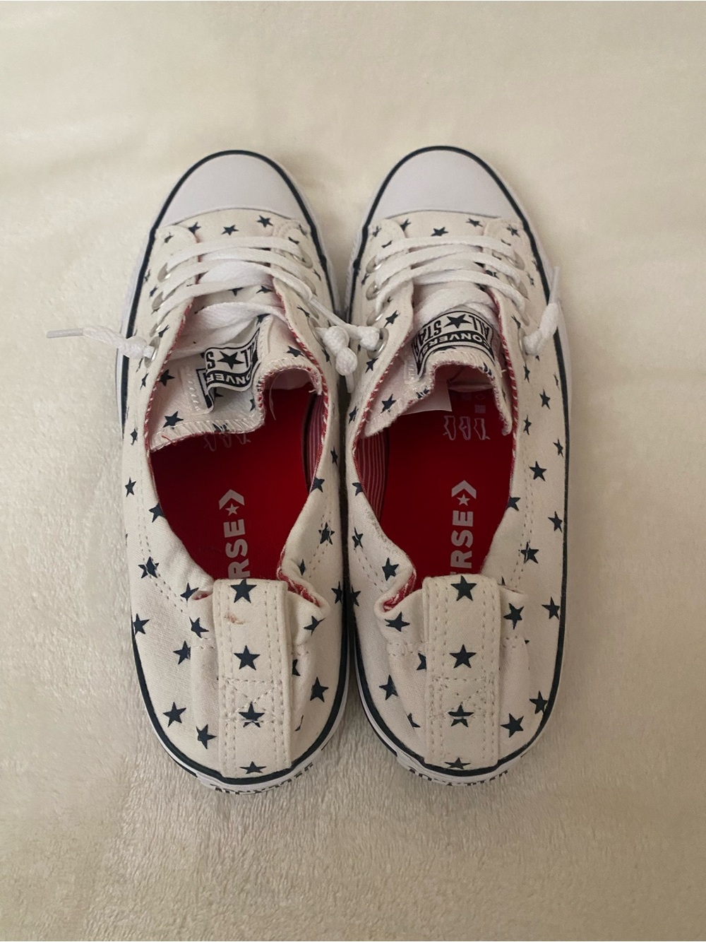 NEW Converse All Star White Shoreline Sneakers with Navy Star Print - Picture 4 of 10